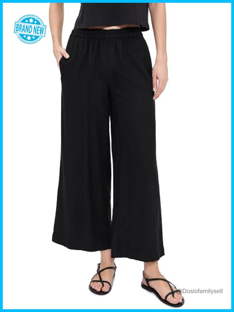 Linen Wide Leg High Rise Pants With Pockets